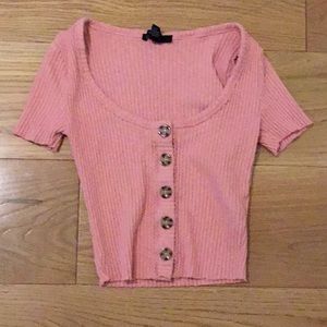 Pink button top